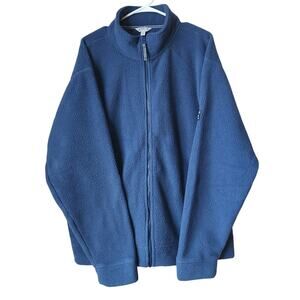 Orvis Jacket Mens Size XL Blue Full Zip Fleece Pockets Outdoors Sherpa Hike